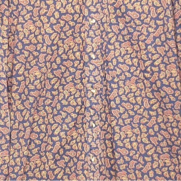 Hathaway Paisley Button Down Dress Shirt Size Medium Navy Gold Red Men's - Picture 5 of 11
